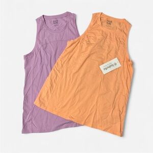Isabella Activewear Lavender and Peach Moda Knit Tank Top Set Size S NWT